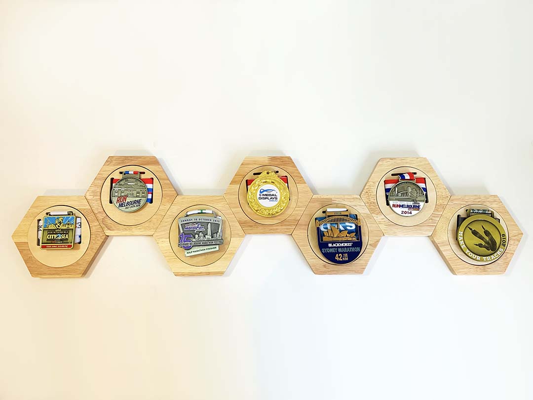 Wooden Hex (Honeycomb) Medal Display™