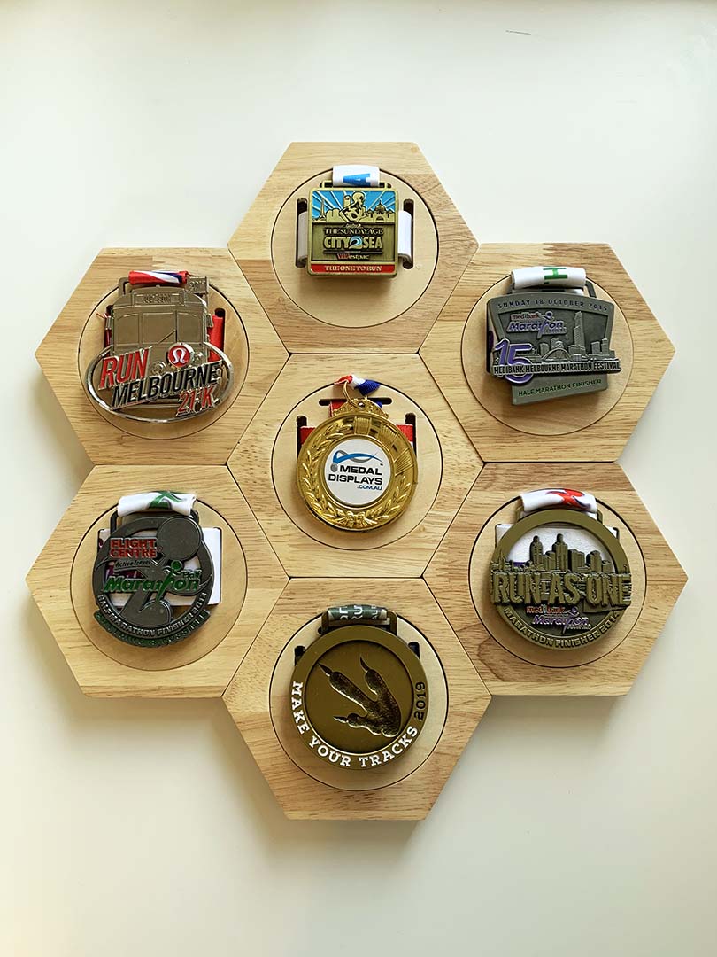 Wooden Hex (Honeycomb) Medal Display™