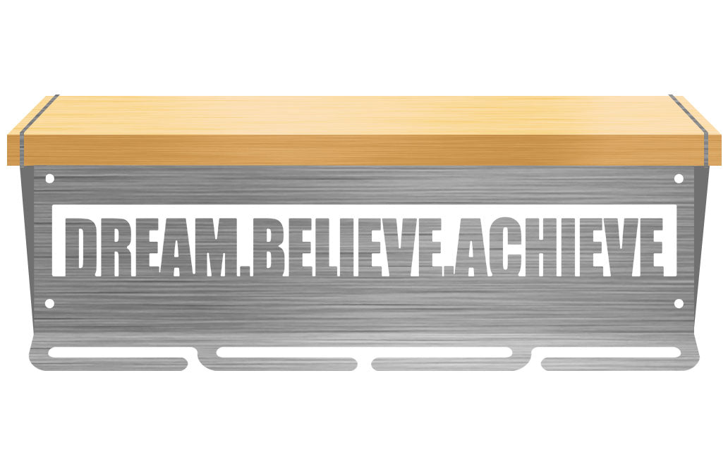 Wood Trophy Shelf with Medal Display Hanger - Dream Believe Achieve™