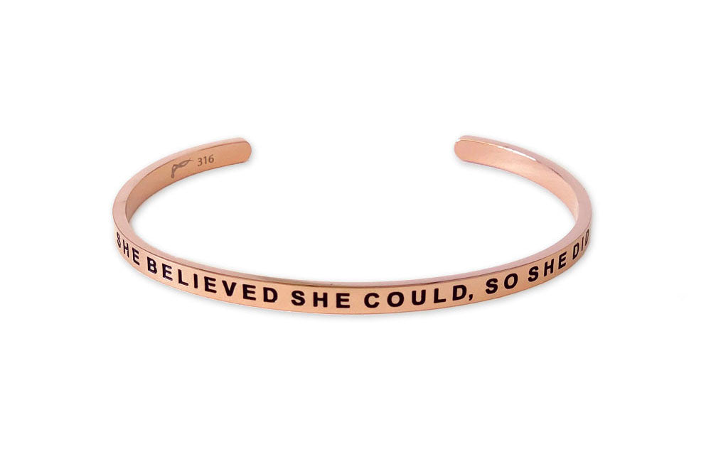 She Believed She Could So She Did Bracelet - Rose Gold / Stainless Steel